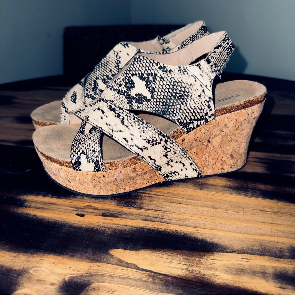 Pierre Dumas Snakeskin Wedges